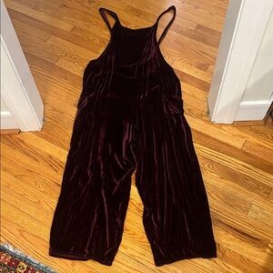 Elegant Velvet Burgundy Jumpsuit